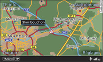 Affichage d'une information routière TMC/TMCpro sur la carte